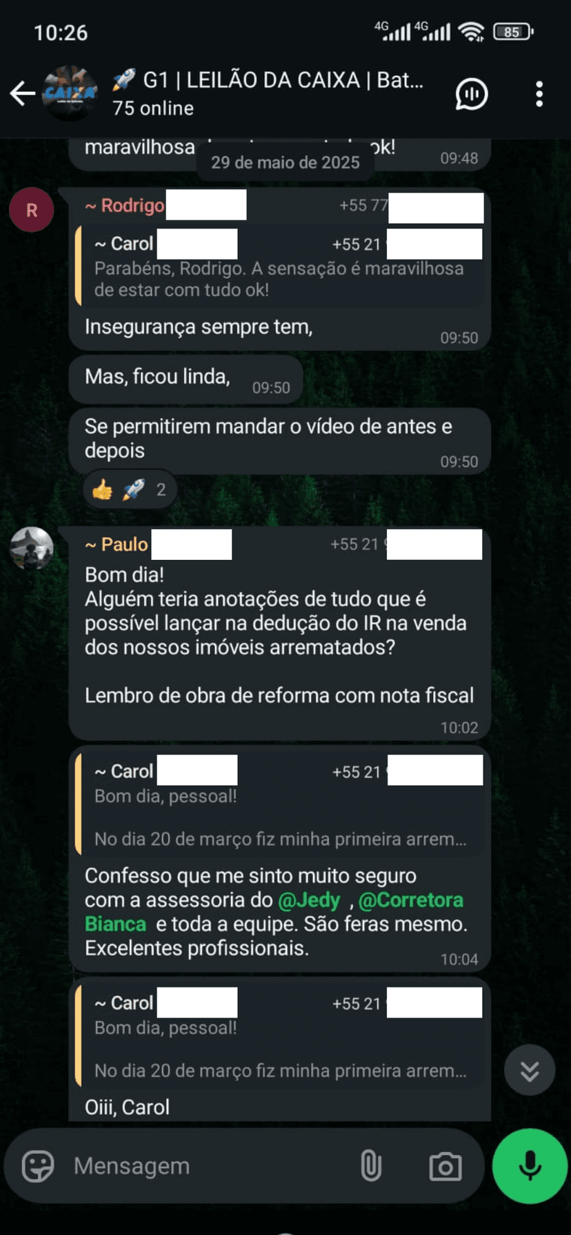 Depoimento do Paulo Villa via WhatsApp