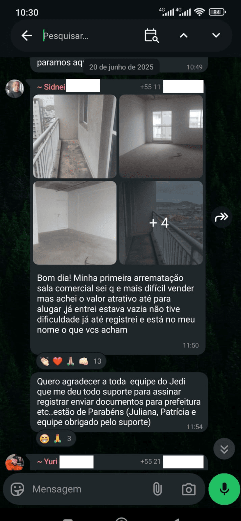 Depoimento do Sidnei Souza via WhatsApp